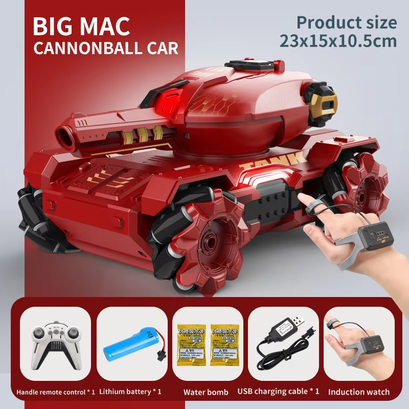 Tanque Rc 360° Dispara Bolitas De Gel Sensor Mano Recargable