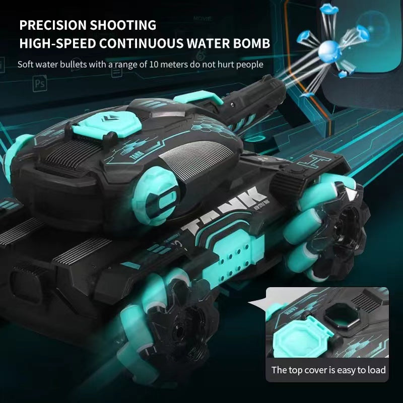 Tanque Rc 360° Dispara Bolitas De Gel Sensor Mano Recargable