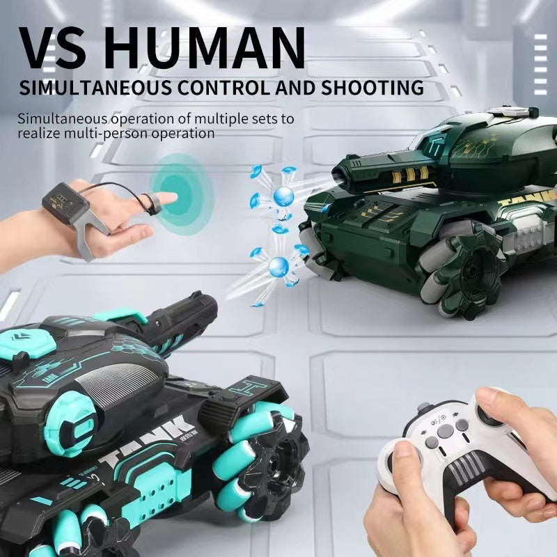 Tanque Rc 360° Dispara Bolitas De Gel Sensor Mano Recargable