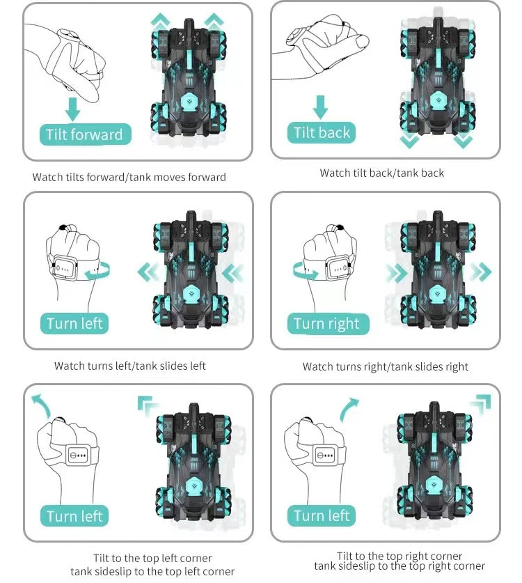 Tanque Rc 360° Dispara Bolitas De Gel Sensor Mano Recargable