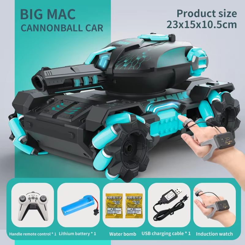 Tanque Rc 360° Dispara Bolitas De Gel Sensor Mano Recargable