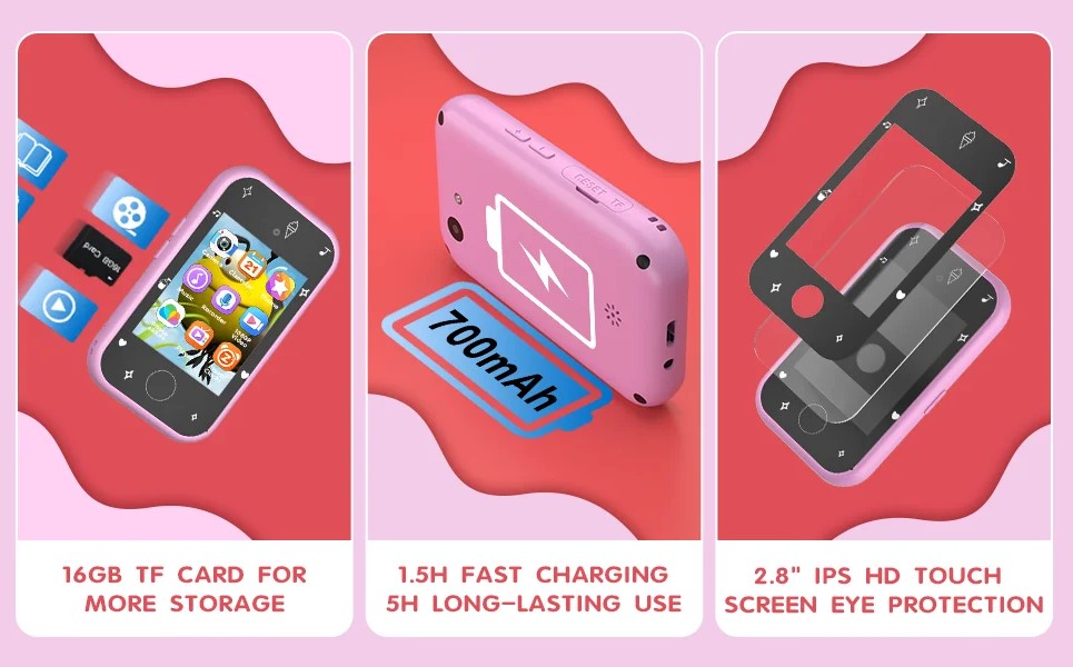 Celular Infantil Con Cámara, Juegos Y Pantalla Táctil