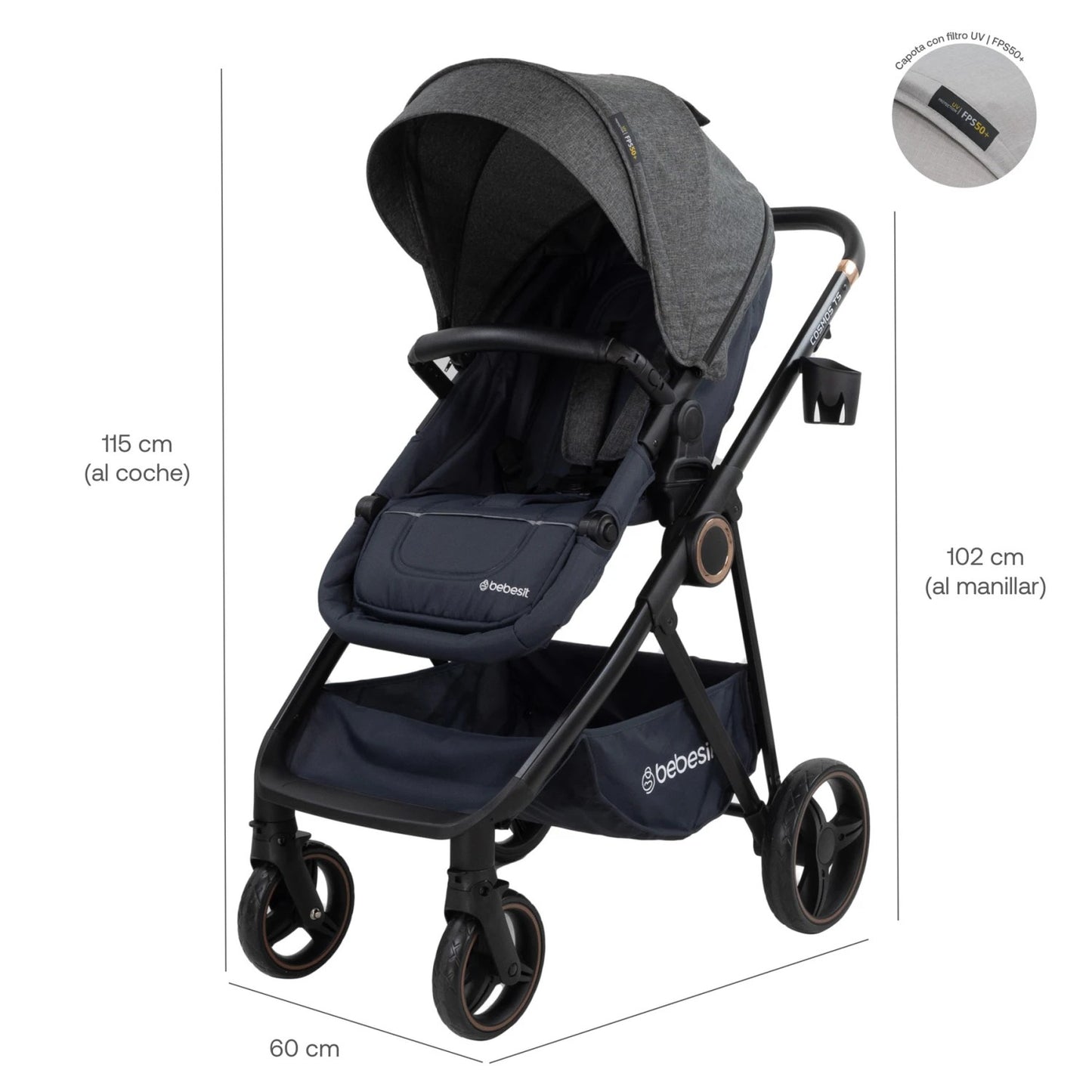 Coche Cosmos Travel System Deluxe Isize + Base Isofix Bebesit