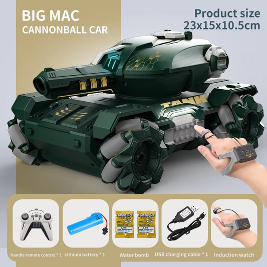 Tanque Rc 360° Dispara Bolitas De Gel Sensor Mano Recargable