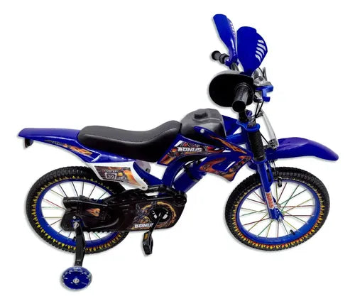Bicicleta "moto" Bonus rodado 16" con rueditas estabilizadora
