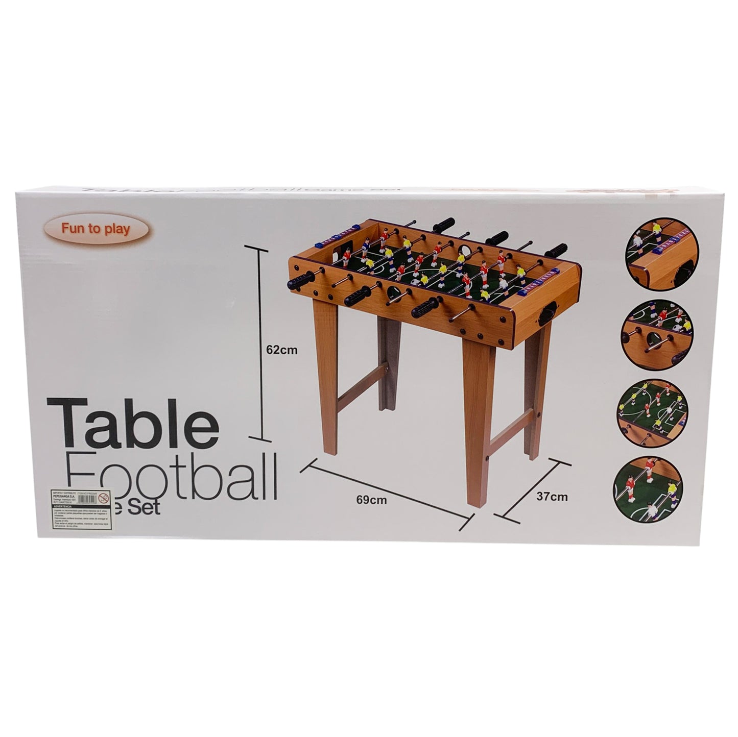 Futbolito de madera con patas, en caja