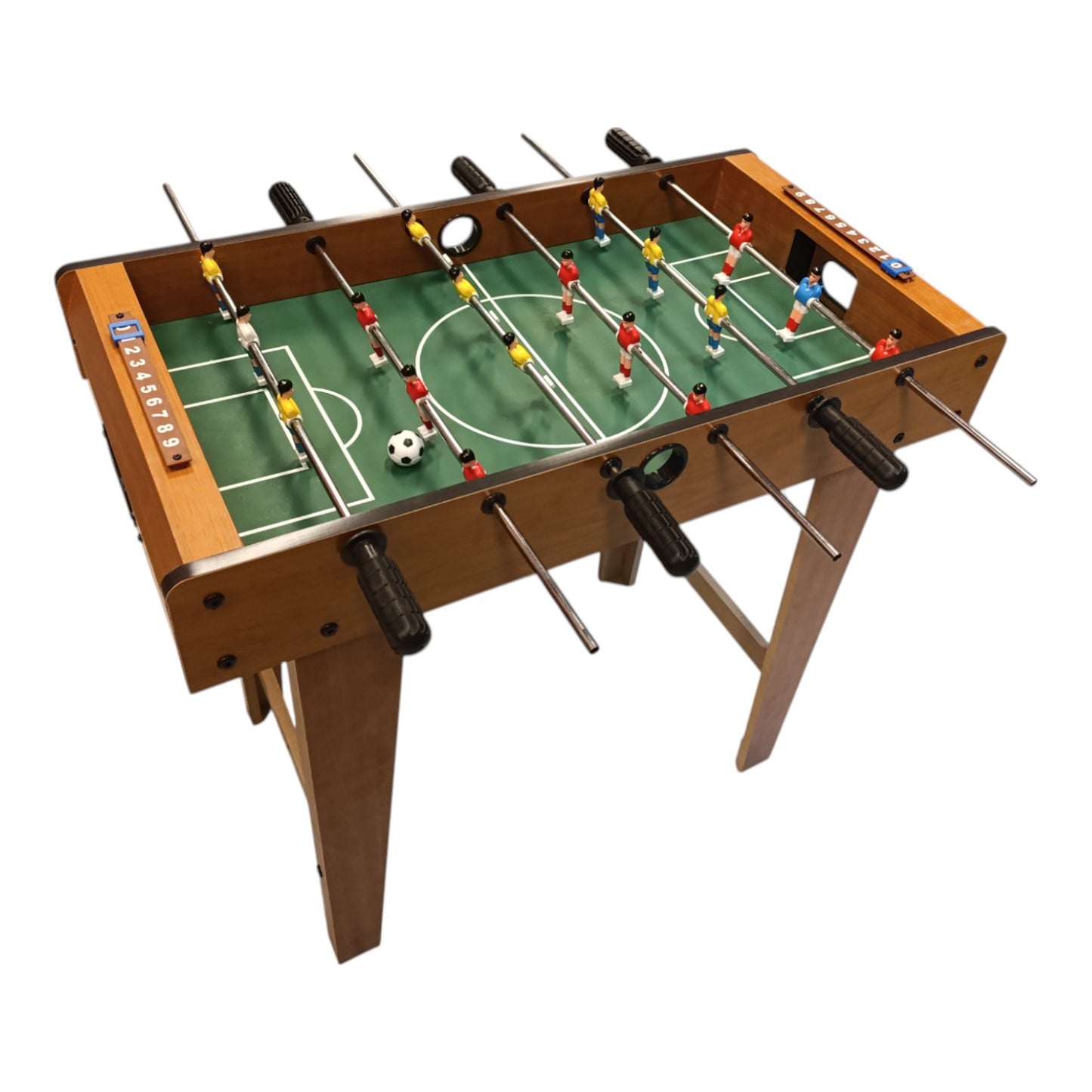 Futbolito de madera con patas, en caja