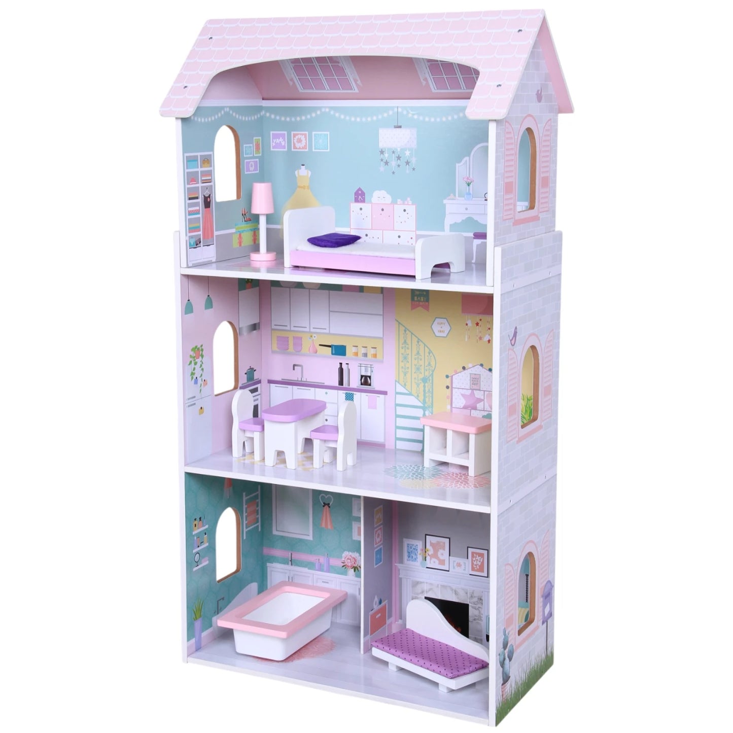 Casita de muñecas de madera extra grande