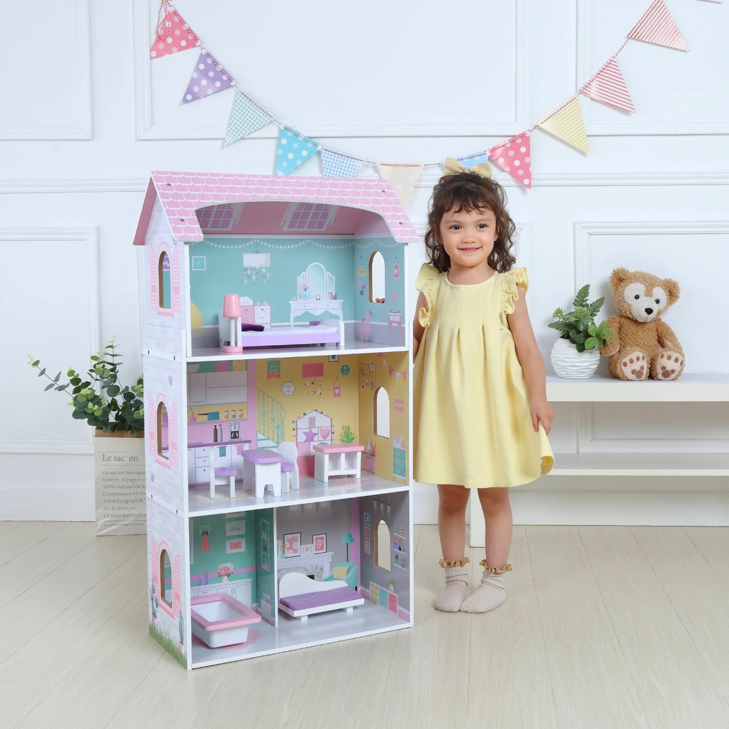 Casita de muñecas de madera extra grande